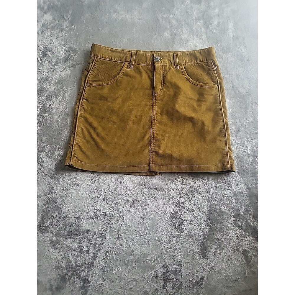 Athleta Kaleidoscope Corduroy Skirt Women's Size 8 Mustard  Green